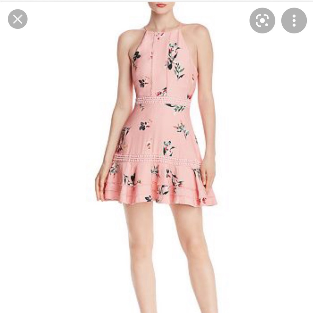 Floral Halter Mini Dress in Blush Pink